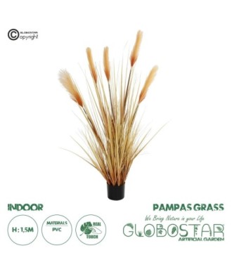 GloboStar® Artificial Garden PAMPAS GRASS 21476 Τεχνητό Διακοσμητικό Φυτό Μπεζ Πάμπας Μ90 x Π40 x Υ150cm